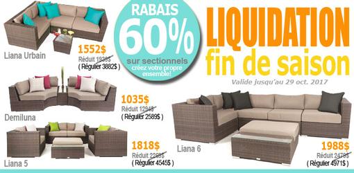 Liquidation fin de saison meubles de jardin sectionnels