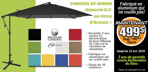 Parasol de jardin déporté 8.5 pieds garantie 3 ans contre décoloration