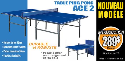 Table de tennis ping pong robuste et durable ACE2