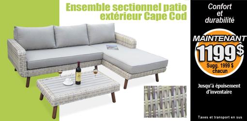 Ensemble sectionnel patio extérieur Cape Cod gris pâle