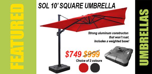 The Sol 10 foot square umbrella