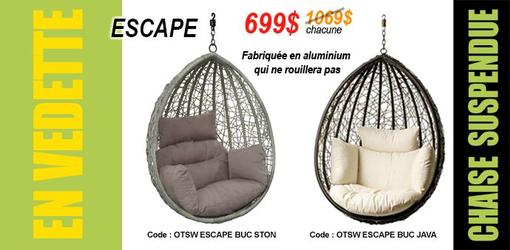Chaise suspendue extérieure Escape sans bases