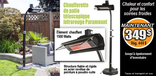 Chaufferette de patio télescopique infrarouge Chauffe-Patio Paramount