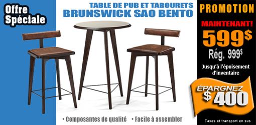 Ensemble de table de bar pub et 2 tabourets Sao Bento Brunswick