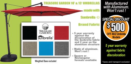 Save $500 on AKZ Square or Rectangular umbrella models