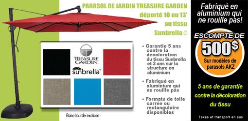 Épargnez 500$ sur modèles de parasols AKZ de 10 ou 13 pieds