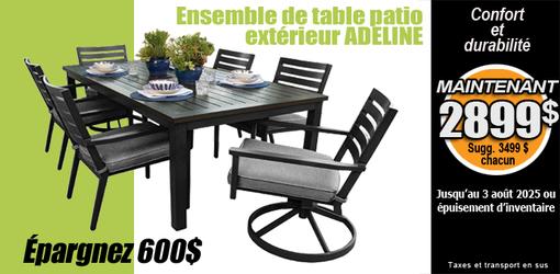 Épargnez 600$ sur l'ensemble de table et chaises d'extérieur 7 morceaux Adeline Plank and Hide