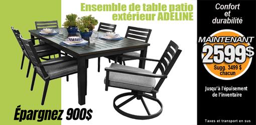 Épargnez 900$ sur l'ensemble de table et chaises d'extérieur 7 morceaux Adeline Plank and Hide