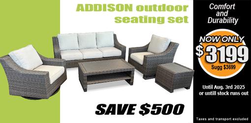 Addison 5 piece sofa chair table outdoor seating set